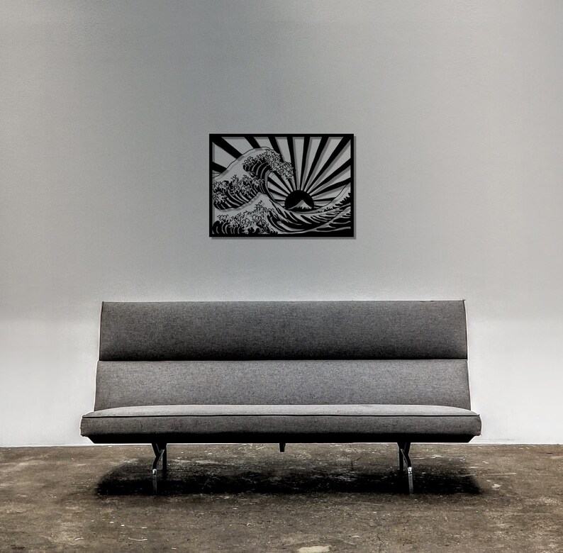 The Great Wave Metal Wall Art Japanese Wave Art Wall Decor Etsy