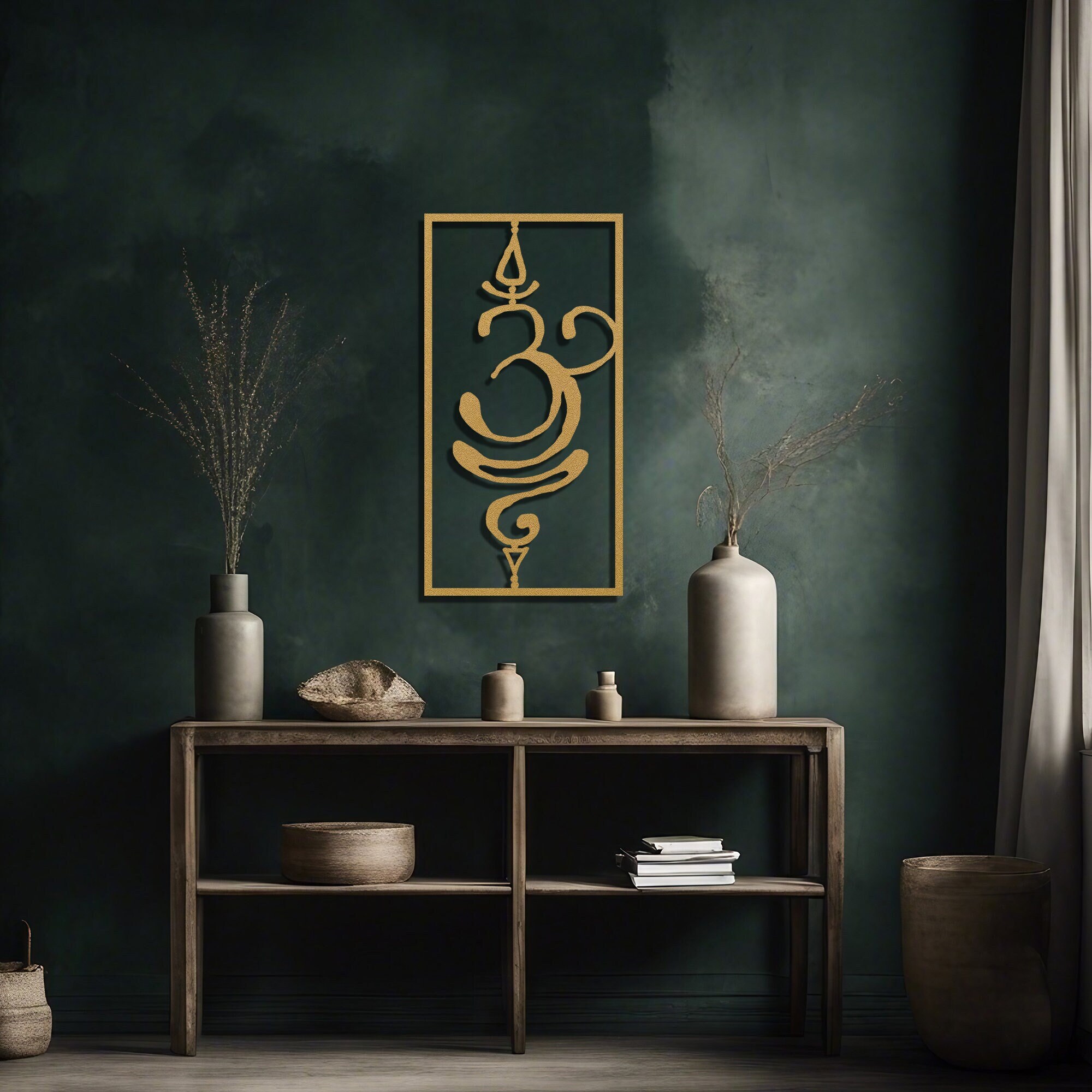 Ganesh Good Luck Hindu Sanskrit Om Symbol Yoga Meditation Vintage Wall Hanging Plaque main image 1