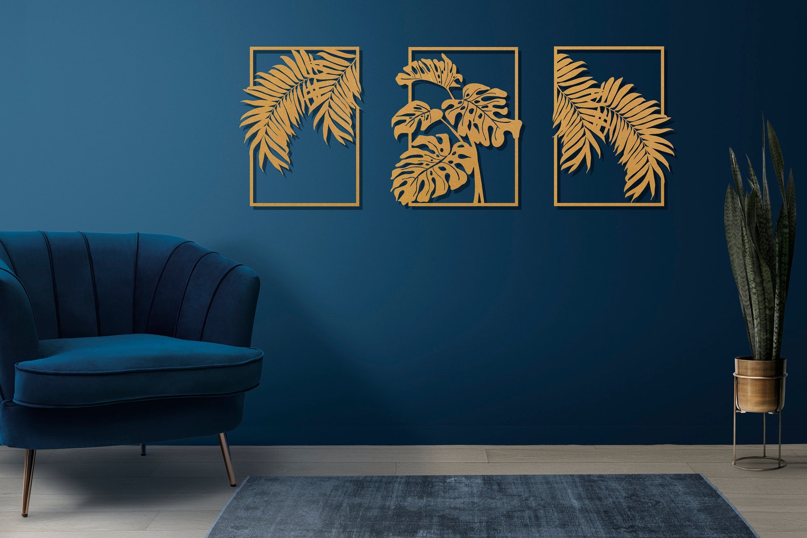 Gold Tropical Leaf 3 Piece Metal Wall Art Modern Wall Decor - Etsy