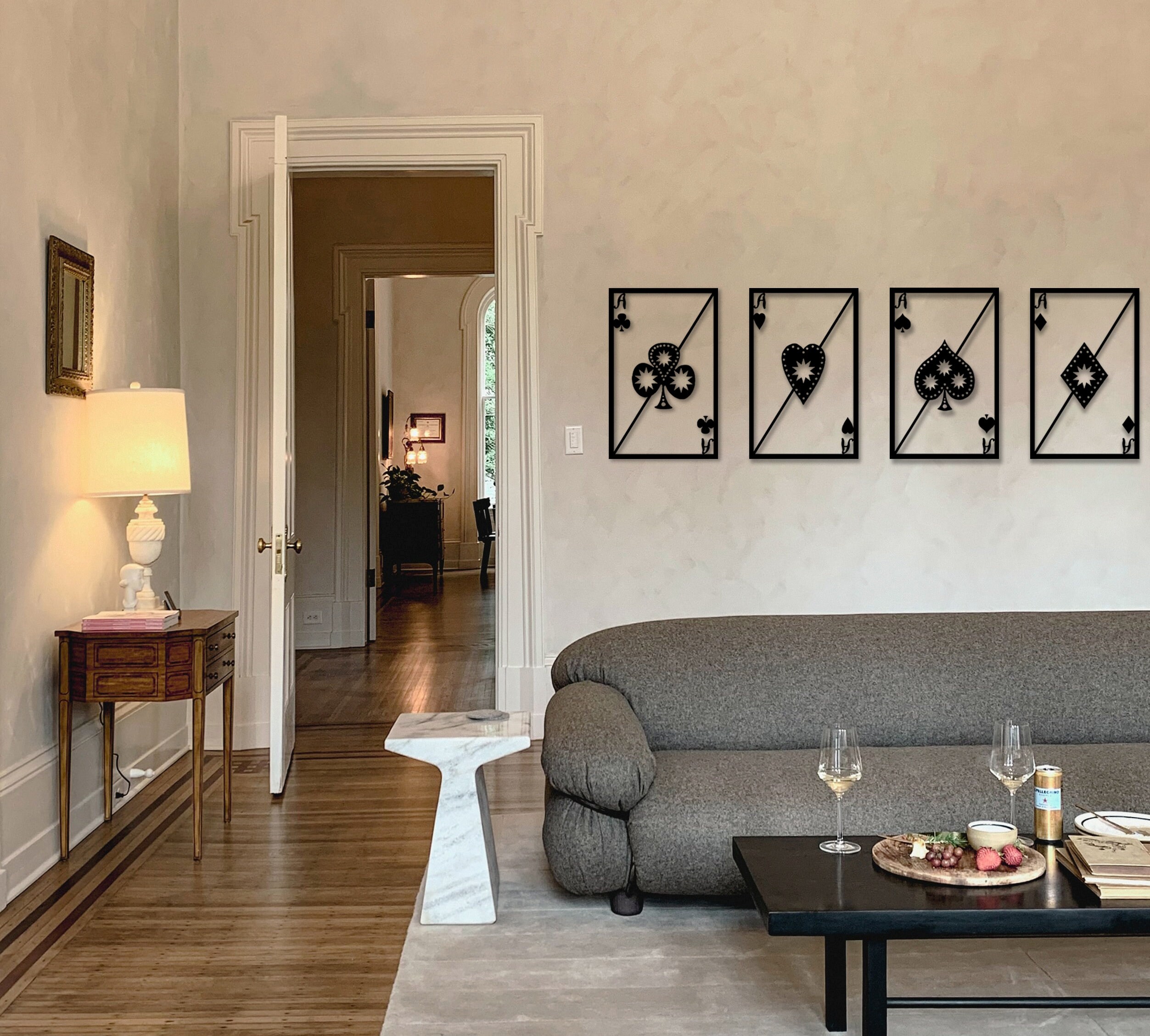 Full Aces Metal Wall Decor Set of 4 Metal Wall Art Metal Etsy