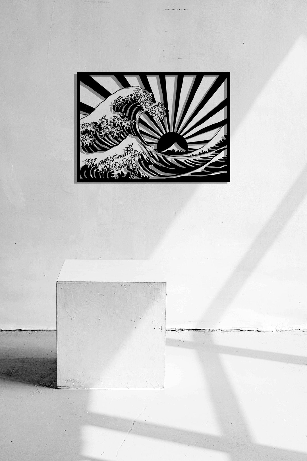 The Great Wave Metal Wall Art Japanese Wave Art Wall Decor Etsy