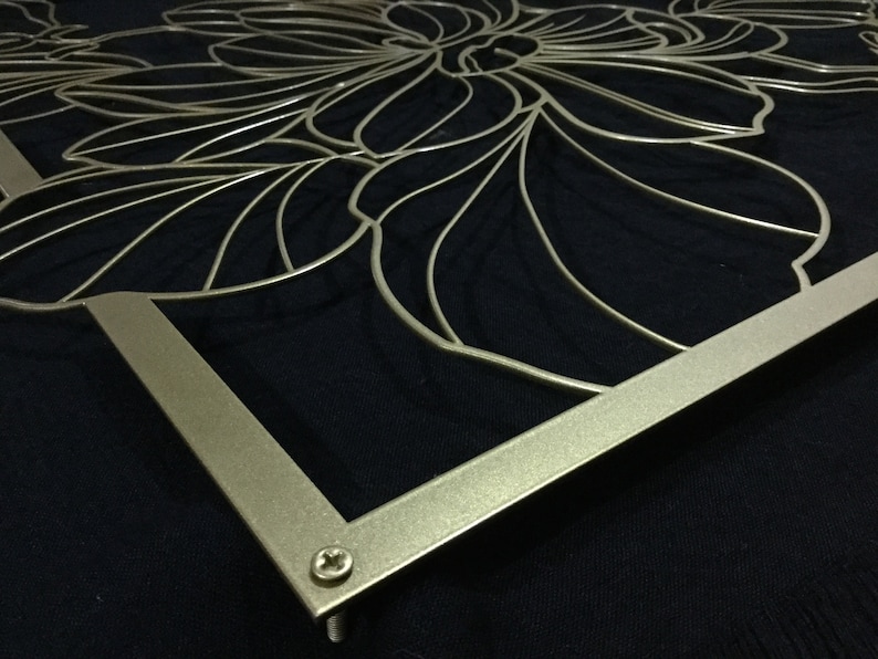 Gold Flower Wall Decor Gold Magnolia Flower Metal Wall Art Etsy