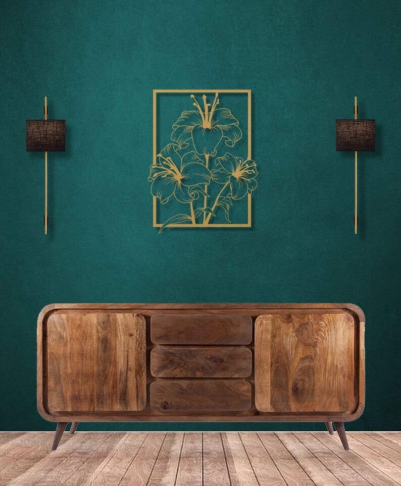 Gold Flower Metal Wall Decor Gold Lily Wall Art Wall Hanging Etsy