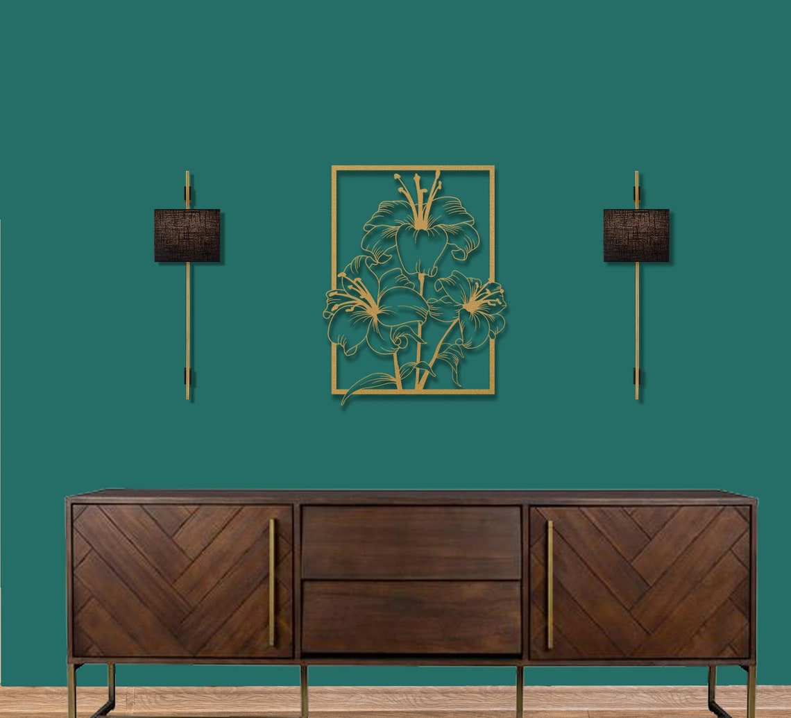 Gold Flower Metal Wall Decor Gold Lily Wall Art Wall Hanging Etsy