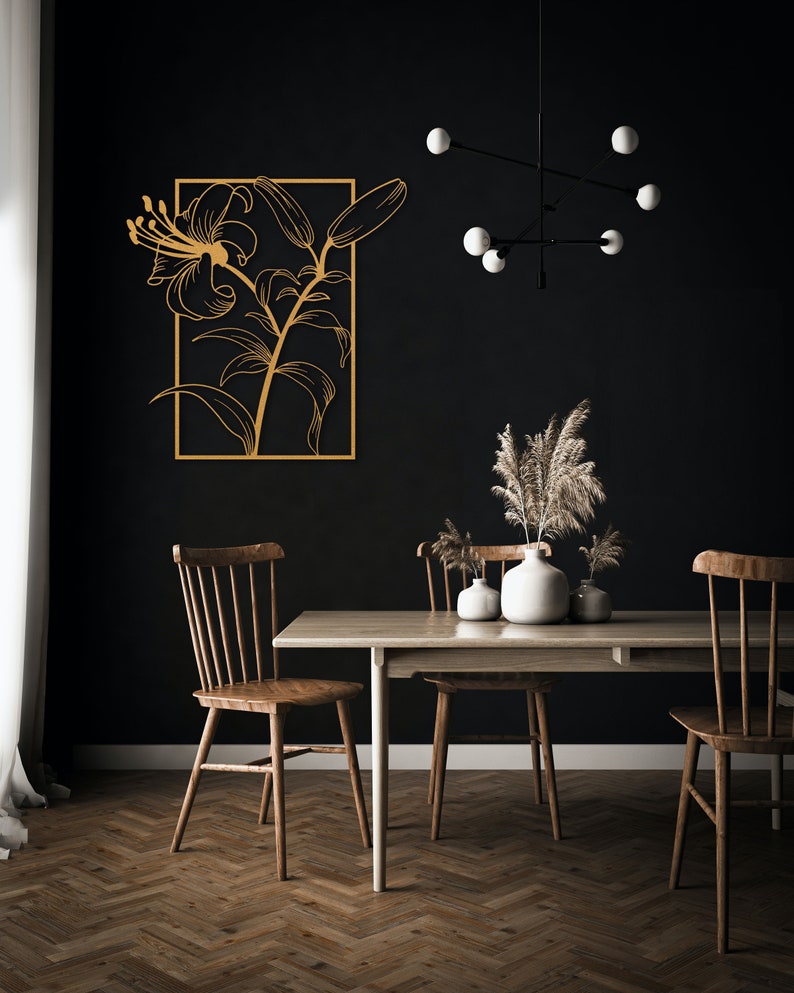 Gold Lily Metal Wall Art Large Gold Flower Wall Hanging Etsy