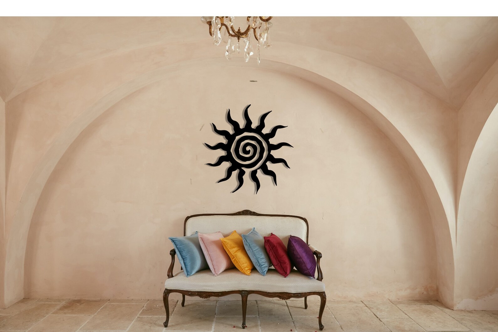 Large Spiral Sun Metal Wall Art Unique Sun Art Spiral Sun Etsy