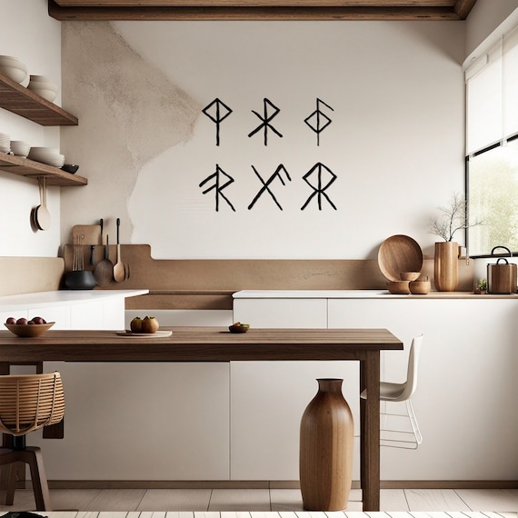 Metal Viking Wall Art Colorful Runes Symbols Feelings Interior Home  Decoration
