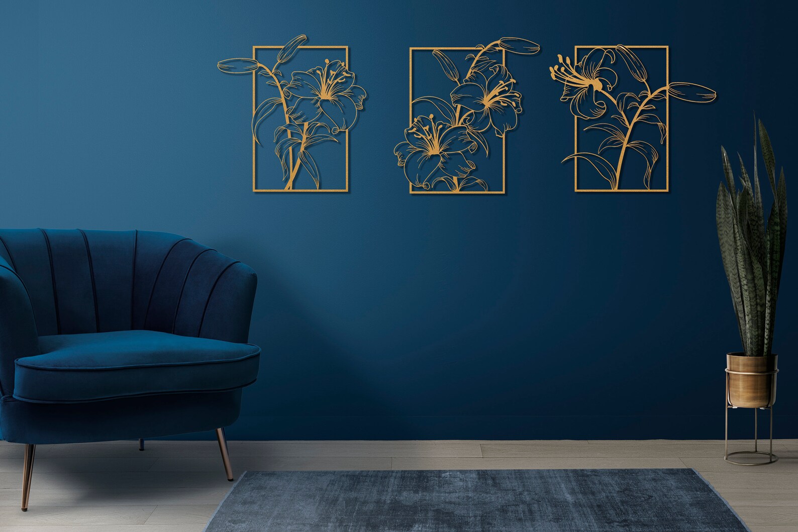 3 Set Gold Flower Large Metal Wall Art Gold Flower Wall Art Etsy