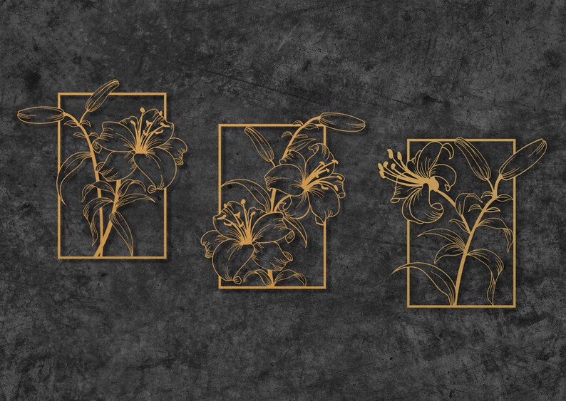 Large Gold Flower Metal Wall Art Lily Flower Metal Wall Etsy