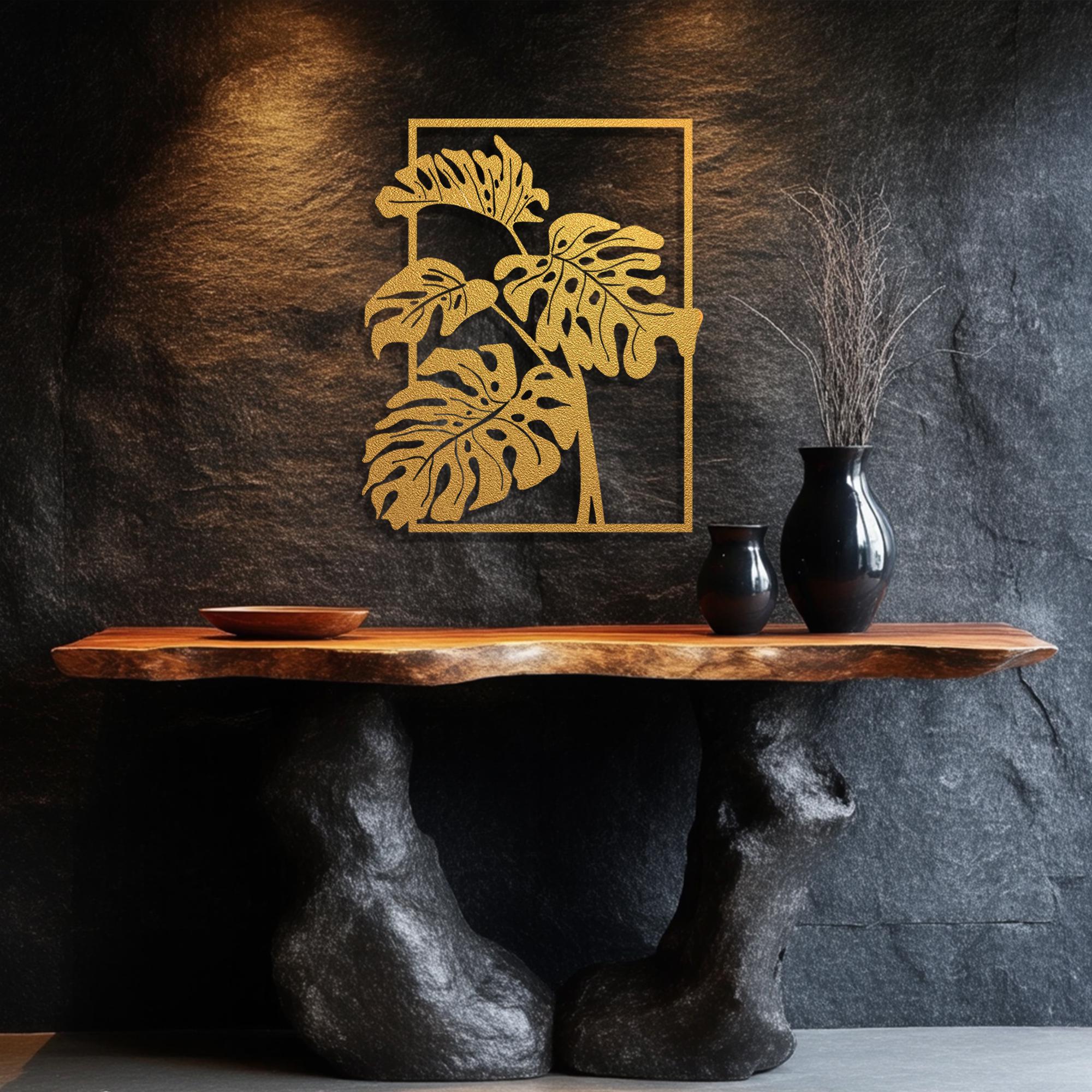 Gold Monstera Leaf Metal Wall Decor: Tropical Beach House Art - Etsy