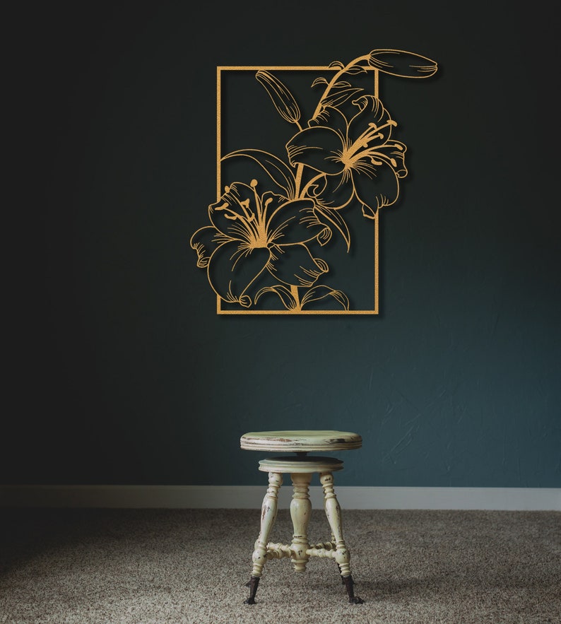 Gold Lily Flower Metal Wall Art Gold Metal Lilium Wall Decor Etsy