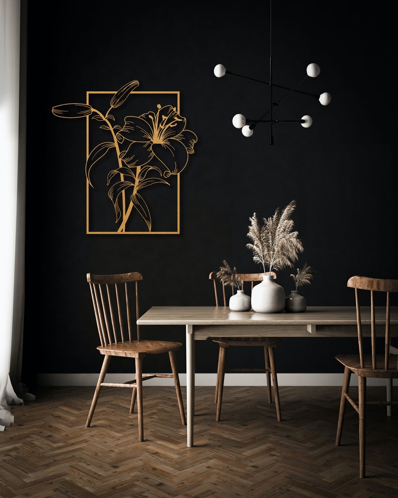 Large Gold Flower Metal Wall Art Lily Flower Metal Wall Etsy