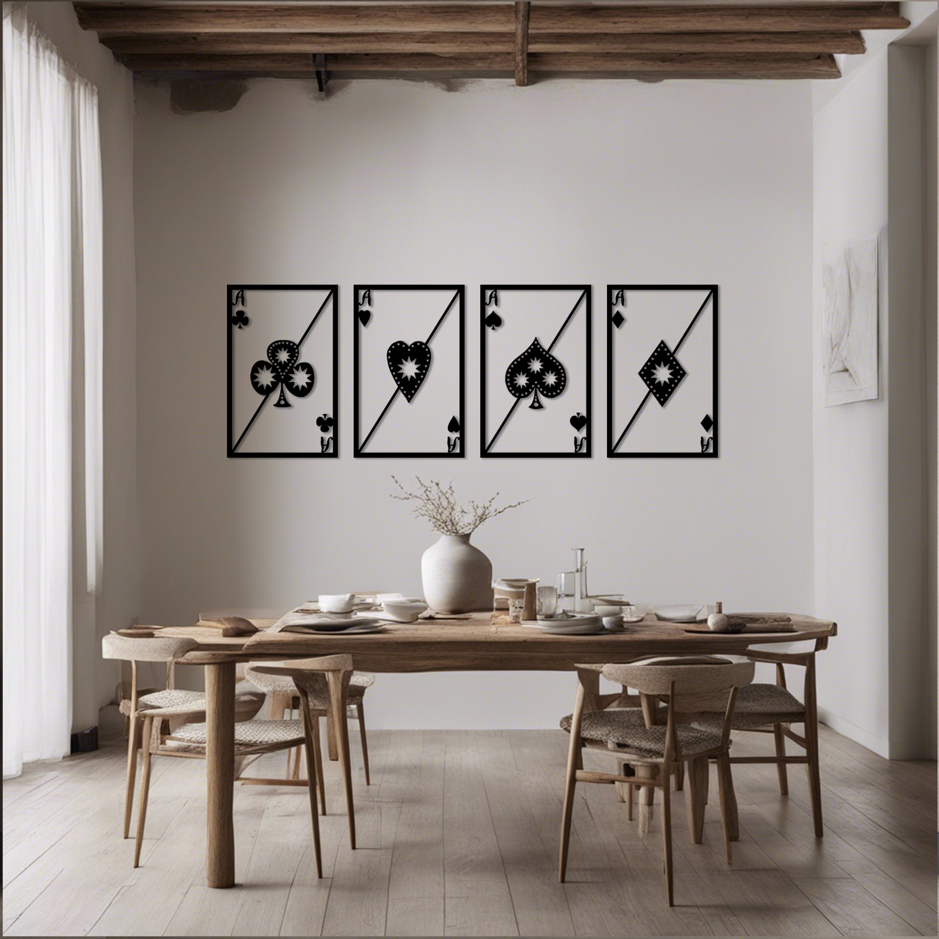 Full Aces Metal Wall Decor Set of 4 Metal Wall Art Metal Etsy