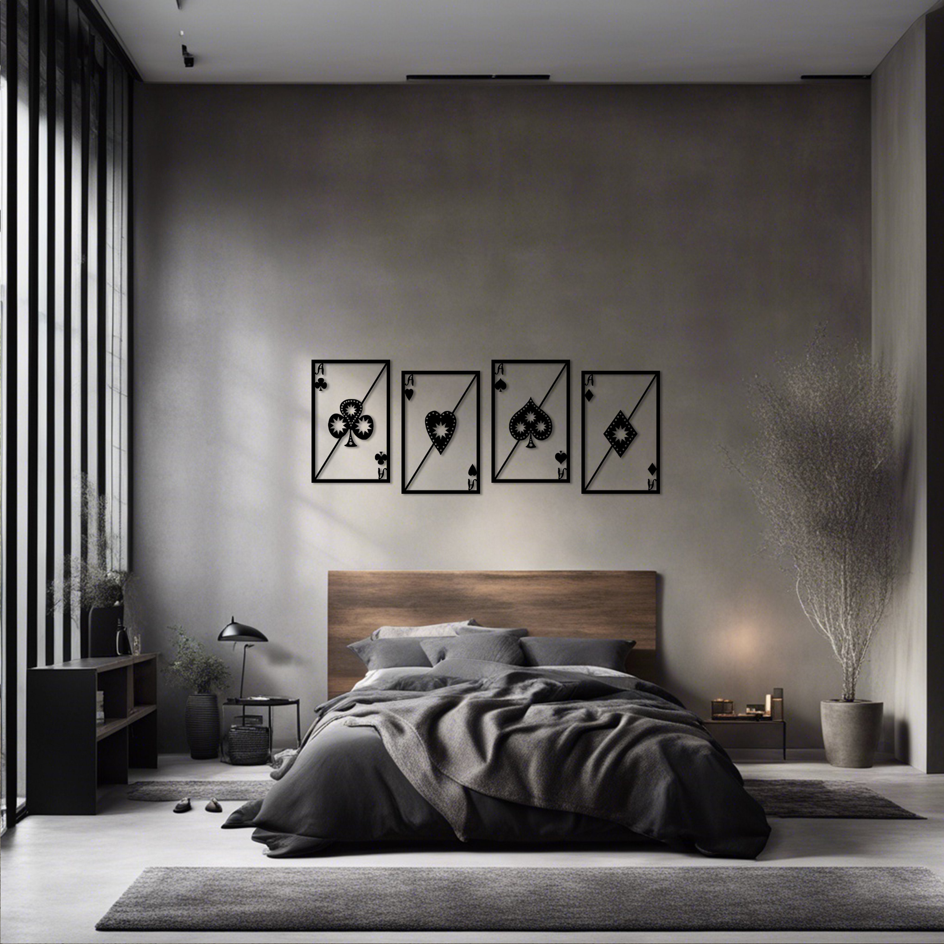 Full Aces Metal Wall Decor Set of 4 Metal Wall Art Metal Etsy