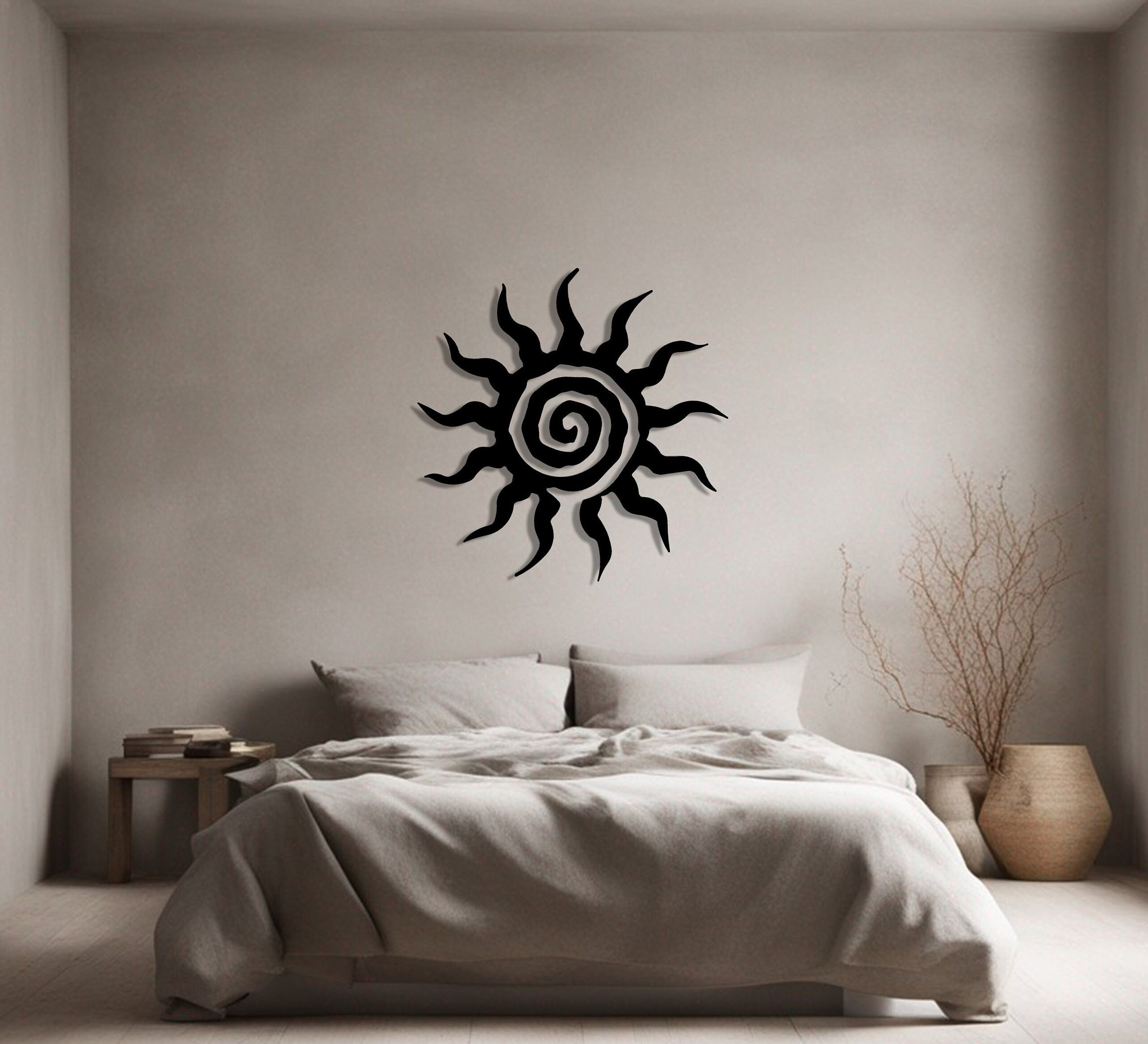 Large Spiral Sun Metal Wall Art, Unique Sunshine Wall Art, Vintage