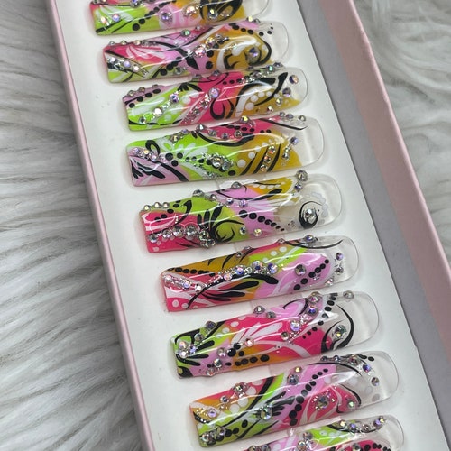 Curved 90s Freaknik Nails - Etsy