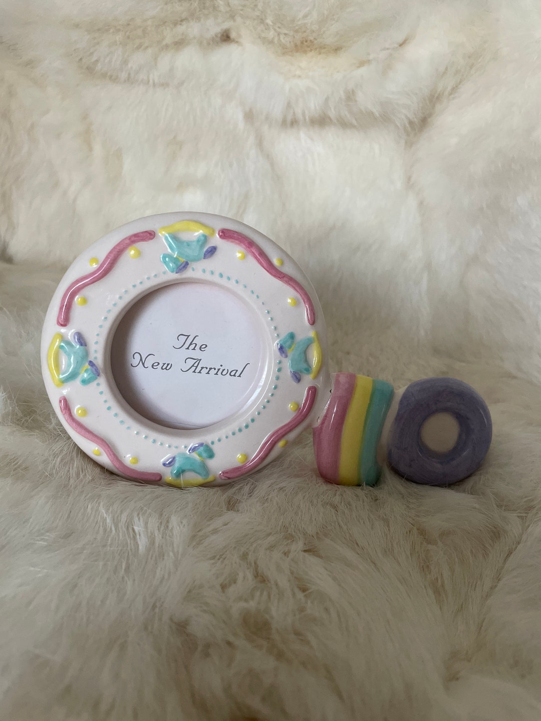 RARE Ceramic Rattle Shaped Picture Frame Etsy