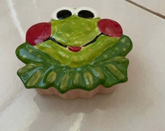 Hand Painted Frog Container