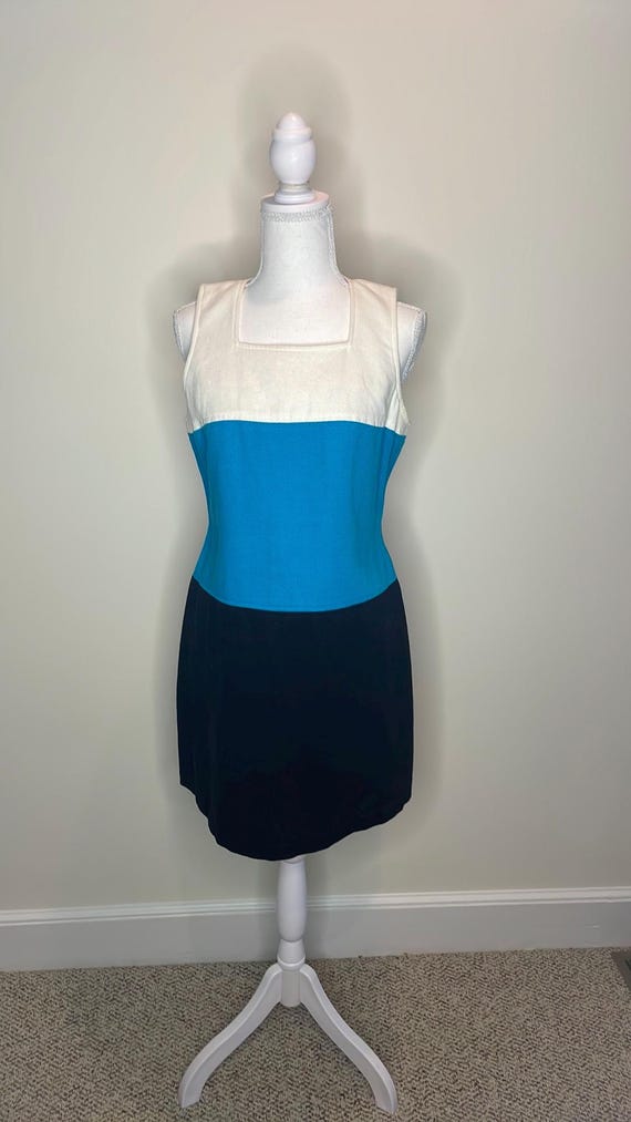 Ladies/juniors Teal, White and Black Short Dress - Etsy Israel
