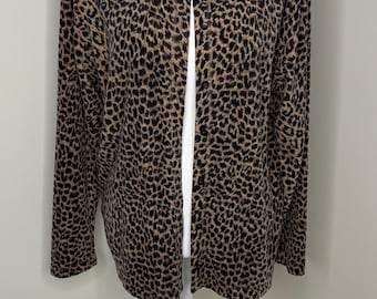 Vintage Westbound Animal Print Button Down Sweater. Medium