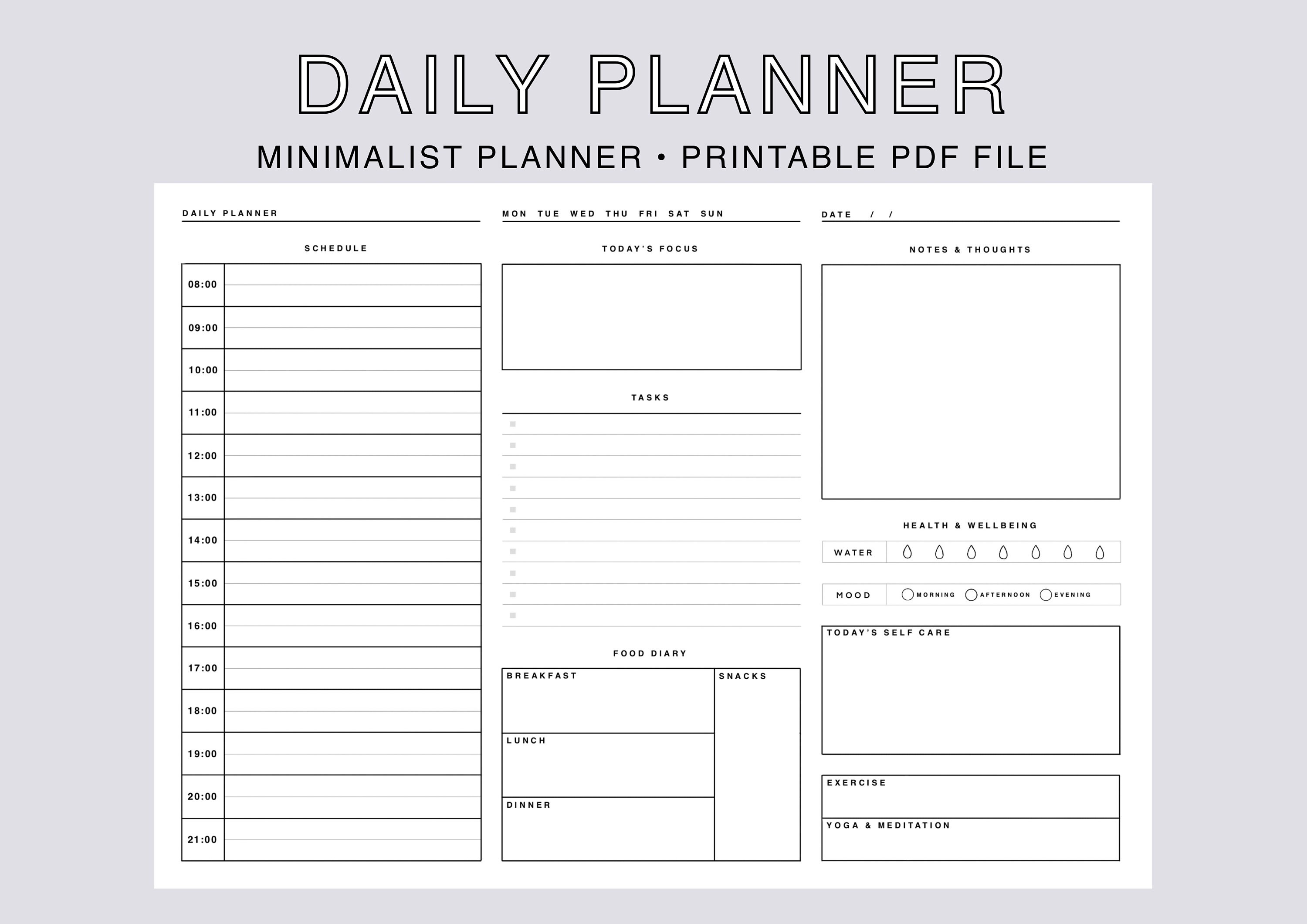 Printable Daily Planner A4 Etsy