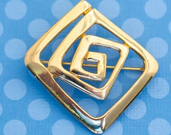 Vintage Minimalist Geometric Gold Tone Brooch - M17