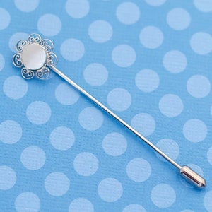 Vintage Boho Floral Silver Tone Stickpin - M9