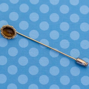 Vintage Mid Century Brown Gemstone Stickpin - M9