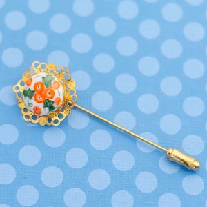 Vintage Victorian Floral Multicolor Stickpin - M9