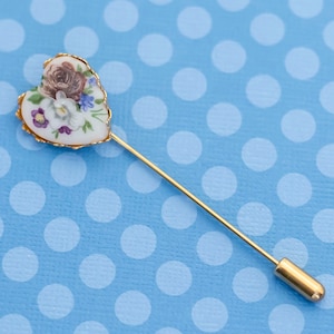 Vintage Victorian Heart Floral Multicolor Stickpin - M9