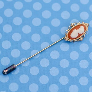 Vintage Victorian Cameo Gold Tone Stickpin by Avon - M7