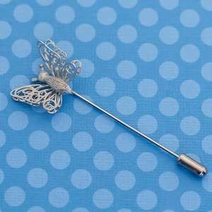 Vintage Art Nouveau Butterfly Silver Tone Stickpin - M9