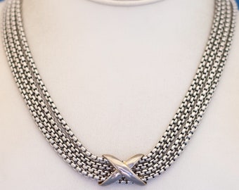 17 Zoll, Vintage Silber Ton Kreuz Zentrum Elegante Halskette - M39