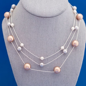 Vintage Victorian Multicolor Pearl Multi Strand Necklace by Avon 18 Inches  - M8