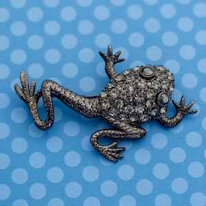 Vintage Mid Century Frog Rhinestone Brooch - M9