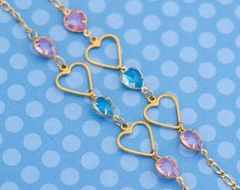 Vintage Boho Heart Gold Tone Chain Necklace by Avon 36 Inches - M6
