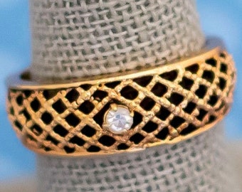 Vintage Mid Century Gold Ton Strass Ring von Avon Größe 7 - M11