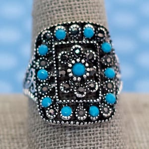 Vintage Floral Bollywood Pierścień Rozmiar 10 - M21