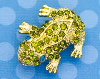 Broche Grenouille Strass Dorée Vintage - M24