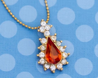 Vintage Victorian Gemstone Pendant Necklace by Avon 18 Inches - M7
