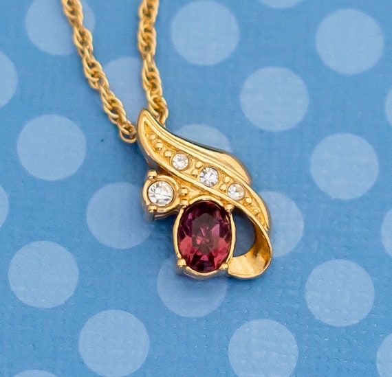 Vintage Victorian Gemstone Pendant Necklace by Av… - image 1