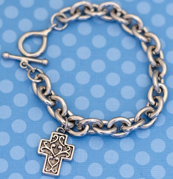 Bracciale Toggle Con Catena A Cuore Aperto STERLING Da 7-3/4