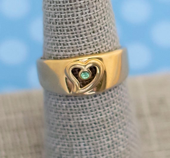 Vintage Victorian Heart Rhinestone Ring by Avon Size 7 1 4 M11
