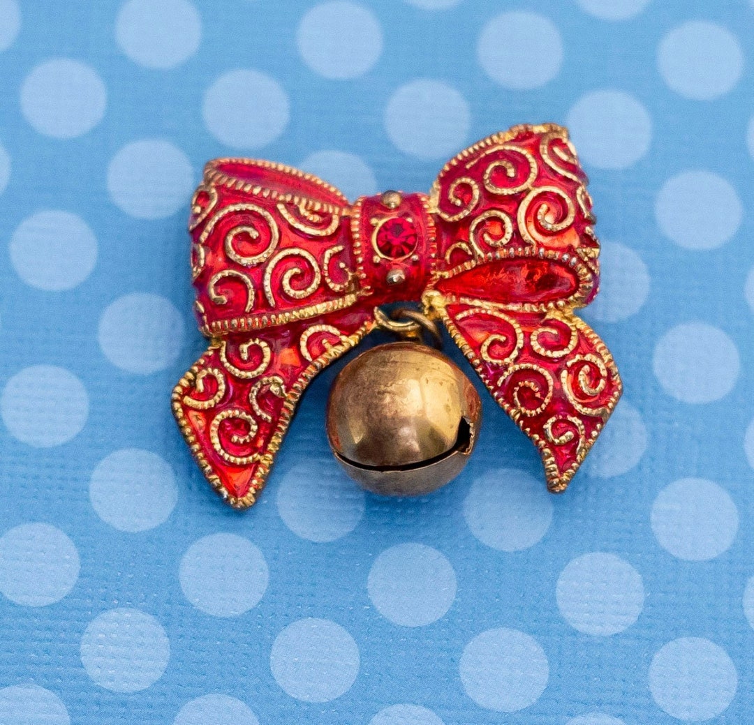 Red Ribbon Broche Vintage Art Nouveau Red Ribbon Gold Tone Bell Brooch - M21 - Etsy