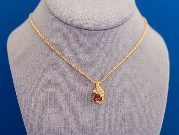 Vintage Victorian Gemstone Pendant Necklace by Av… - image 2
