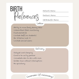 Sjabloon geboorteplan bewerkbare digitale pdf-download