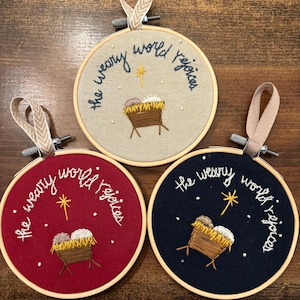 Embroidered Nativity Christmas Ornament