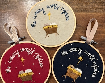 Embroidered Nativity Christmas Ornament