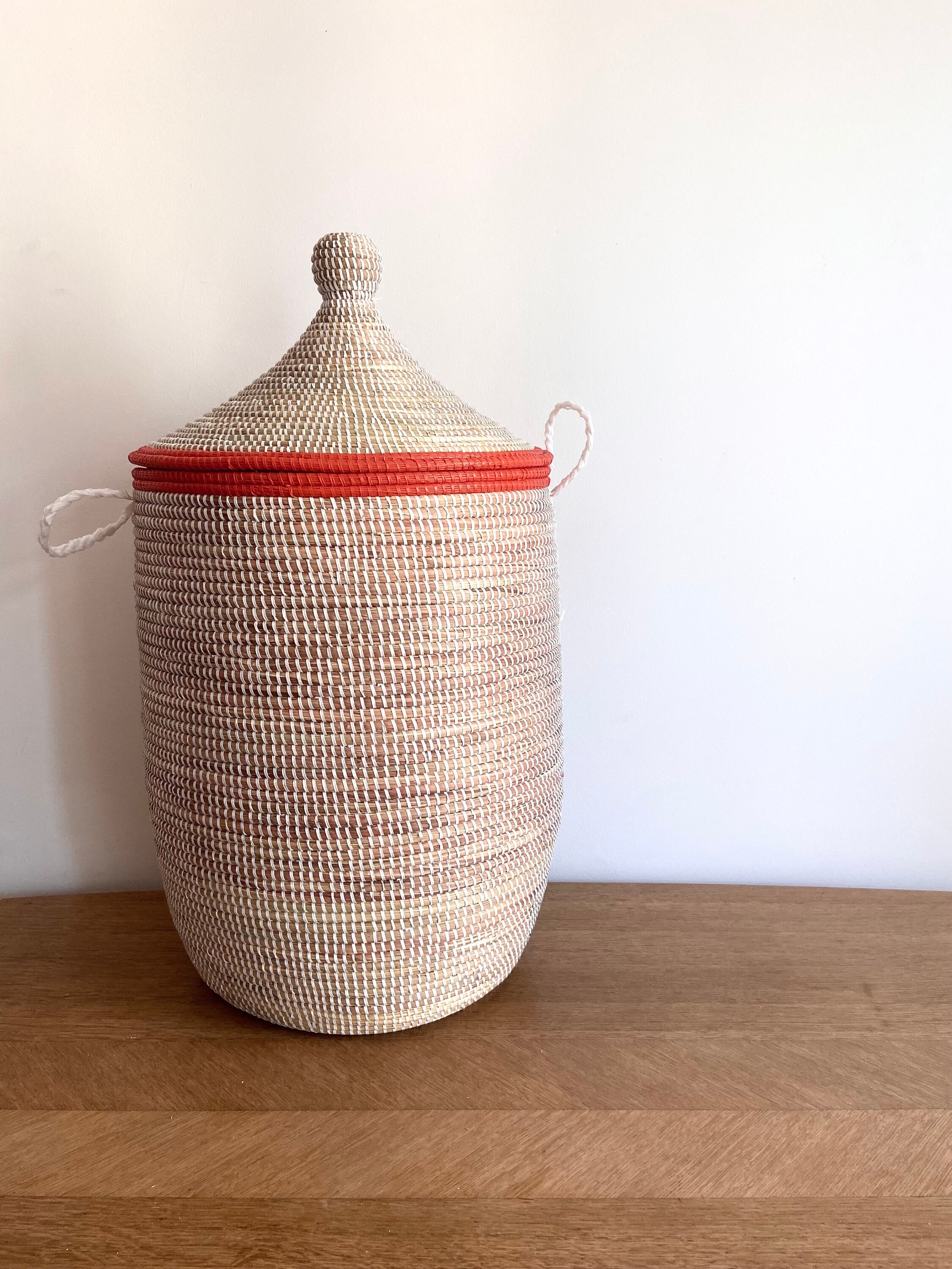 Panier De Rangement Sénégal – Corbeille à Linge – Art Africain Tressé Main – 32 Cm