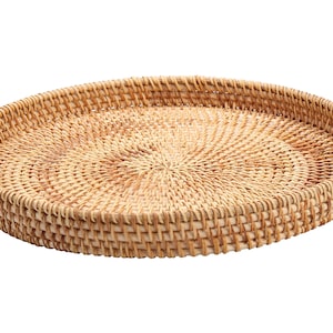 11 Inches Woven Rattan Round Tray for Coffee Table